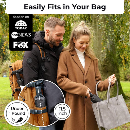 TUMELLA Strongest Windproof Travel Umbrella (Compact, Superior & Beautiful), Small Strong but Light Portable and Automatic Folding Rain Umbrella, Durable Premium Grip, Fits Car & Backpack