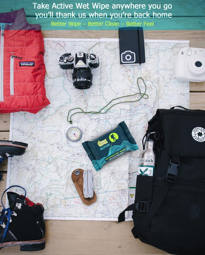 Combat Wipes ACTIVE Outdoor Wet Wipes - Extra Thick Camping Gear, Biodegradable, Body & Hand Cleansing/Refreshing Cloths for Backpacking & Gym w/Natural Aloe & Vitamin E (8 pack, 200 Wipes)…