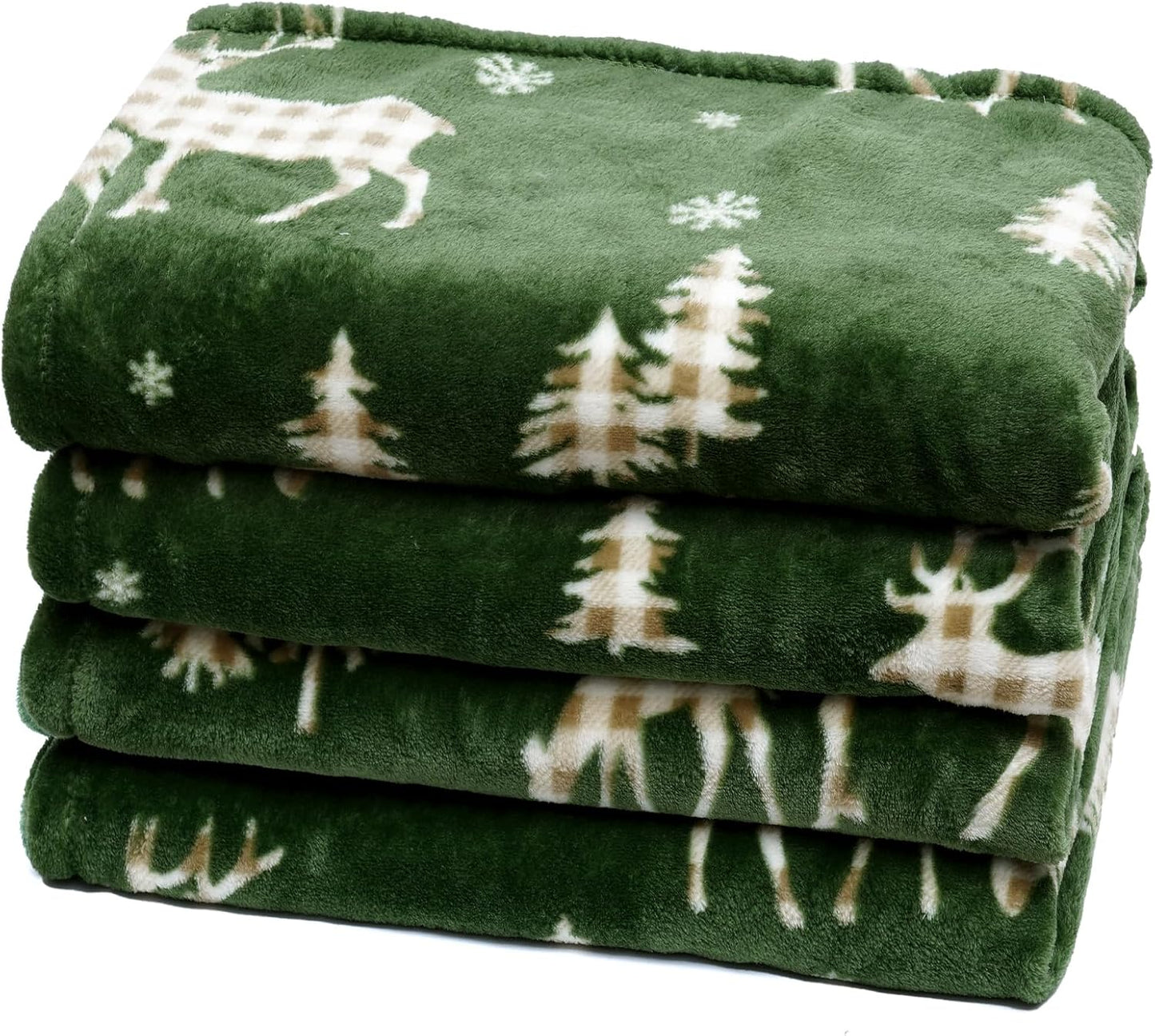 PHF Printed Fleece Blanket Twin Size, No Shed No Pilling Ultra Soft Plush Cozy Xmas Prints Theme Home Décor Flannel Blanket for Bed, Sofa, Couch and Gift, 66" x 90", Northern Winter