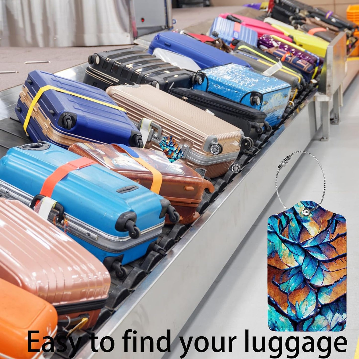 Dragon Scale Luggage Tags for Suitcases,2 Pack Luggage Tag, Leather Stainless Steel Loop Label Tag for Women Girl Travel Bag Suitcase