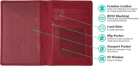 Personalized Monogrammed Red Leather RFID Passport Wallet
