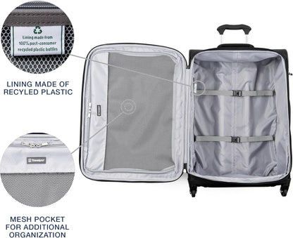 Travelpro Maxlite 5 Softside Expandable Checked Luggage with Spinner Wheels, Lightweight, 25-Inch — Black