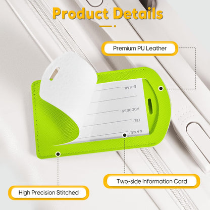 3 Pack Luggage Tags for Suitcases, TSA Approved Bag Tags, Baggage Tags with Privacy Protection, Travel Essentials Luggage Accessories, Neon Green