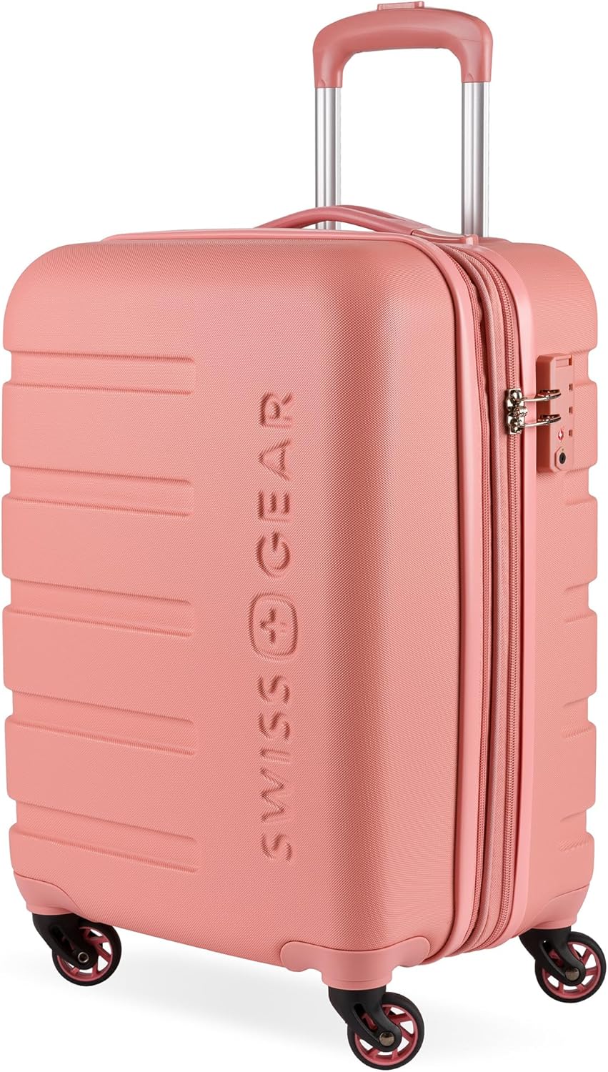 SwissGear 7366 Hardside Expandable Luggage with Spinner Wheels, Coral Almond, Carry-On 19-Inch