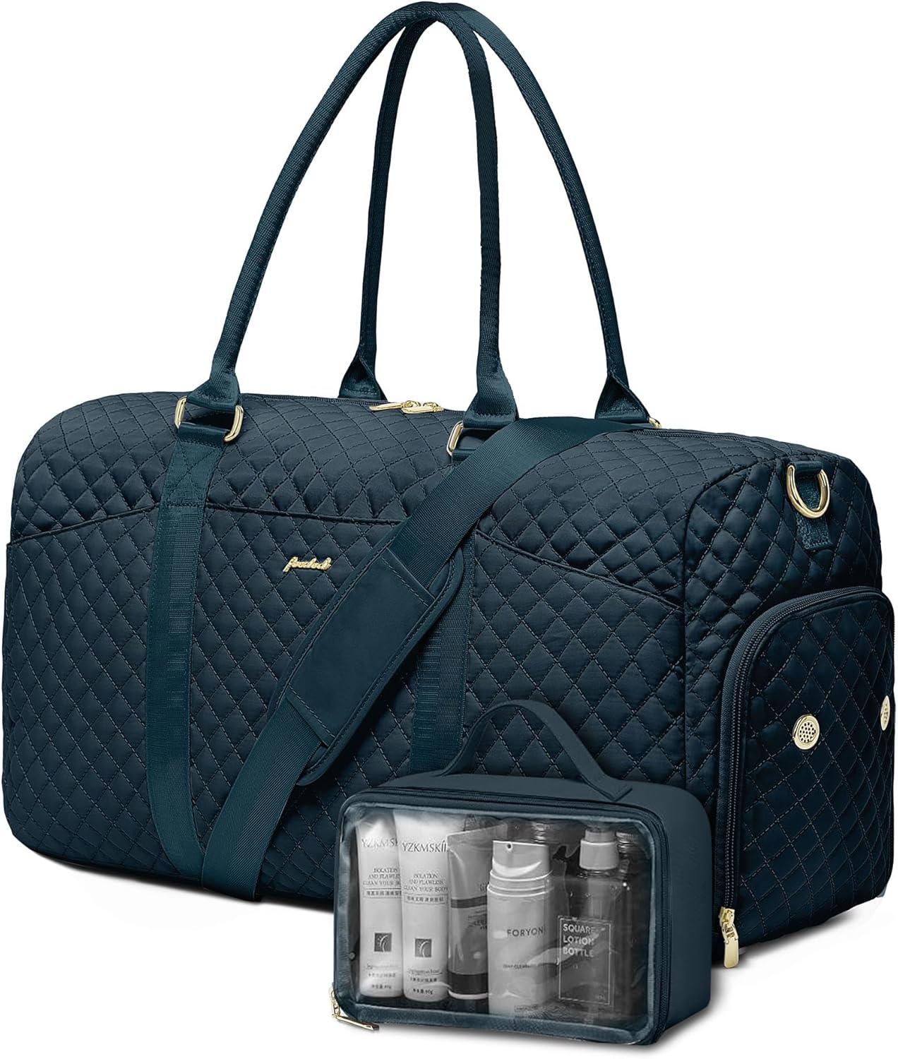 Weekender Travel Duffle Bag for Women - Carry on Bag with Shoe Compartment Overnight Bags with Toiletry Bag Wet Pocket Weekend Traveling Yoga Gym Hospital Bags for Labor and Delivery Blue