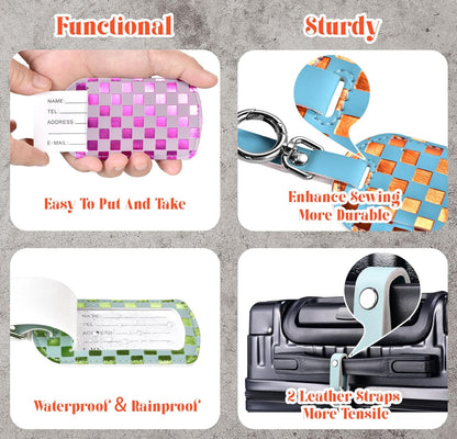 Luggage Tags for Suitcases Travel Accessories: Leather Luggage Tag 3 Pack TSA Approved Airplane Travel Essentials for Women, Bag Tags for Luggage Long Flight Must Haves Travels Gift Airport Essentials