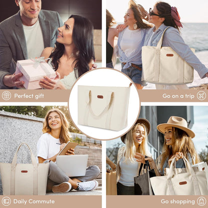 AW BRIDAL Monogram Canvas Tote Bag for Chrismas, Bridal Shower, Retirement, Birthday Gifts for Women Mom Wife Sister Friends