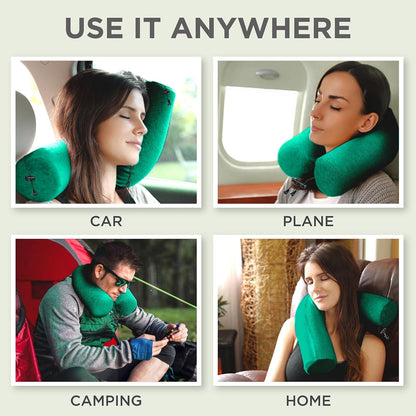 Dot&Dot Twist Memory Foam Travel Pillow for Airplanes - Travel Neck Pillow for Sleeping - Airplane Pillow for Neck Support - Adjustable, Bendable Neck Roll Pillow