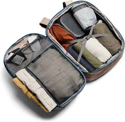 Bellroy Transit Travel Pack Pro (30–38 liter travel backpack, laptop sleeve, RFID protection zip bottle pocket) - Stone