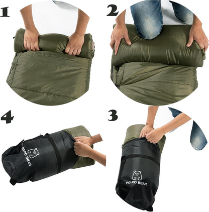 PO PO BEAR Zero Degree Sleeping Bag for Adults 100% Cotton Flannel Tall and Big