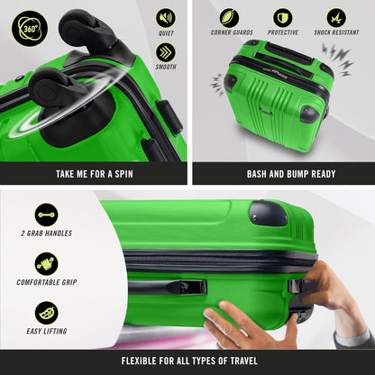 Kenneth Cole REACTION Out of Bounds Lightweight Hardshell 4-Wheel Spinner Luggage, Kelly Green, 2-Piece Set (20" & 28")