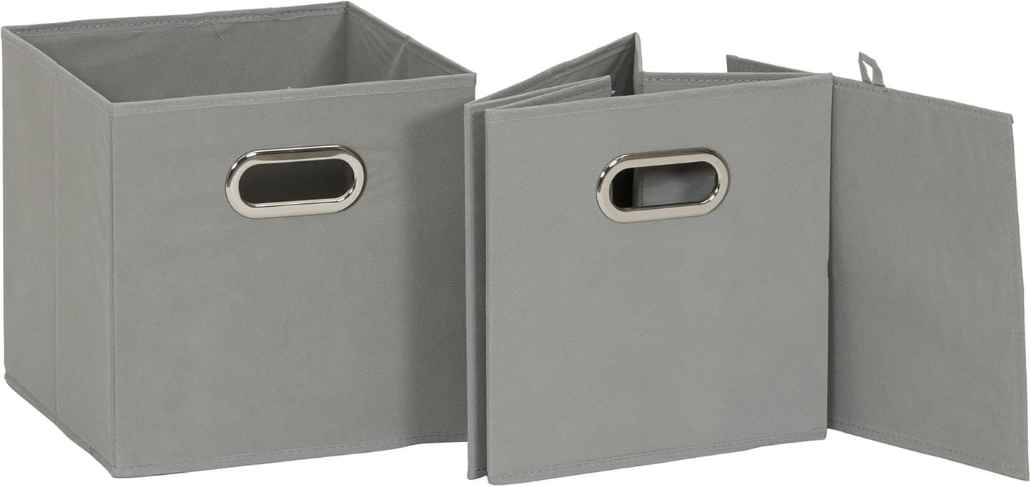 Household Essentials 84-1 Foldable Fabric Storage Bins Set of 6 Cubby Cubes with Handles Gray (Pack of 6)