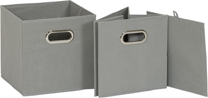 Household Essentials 84-1 Foldable Fabric Storage Bins Set of 6 Cubby Cubes with Handles Gray (Pack of 6)