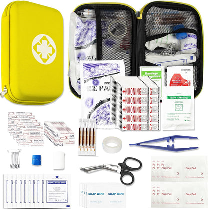276PCS Hiking First Aid Kit for Home Personal Emergency Supplies Compact Bag for Backpack, First Aid Essentials Survival Kit for Business Travel Car Yellow AMORNING