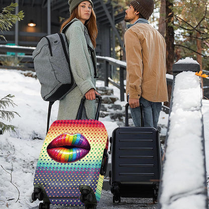 ANNA QUEEN Pop Art Rainbow Lips Luggage Cover, Colorful Suitcase Protector with Bold Lip Design, Stretchable, Washable Travel Cover for 20-22 Inch Luggage, Fun & Fashionable Style