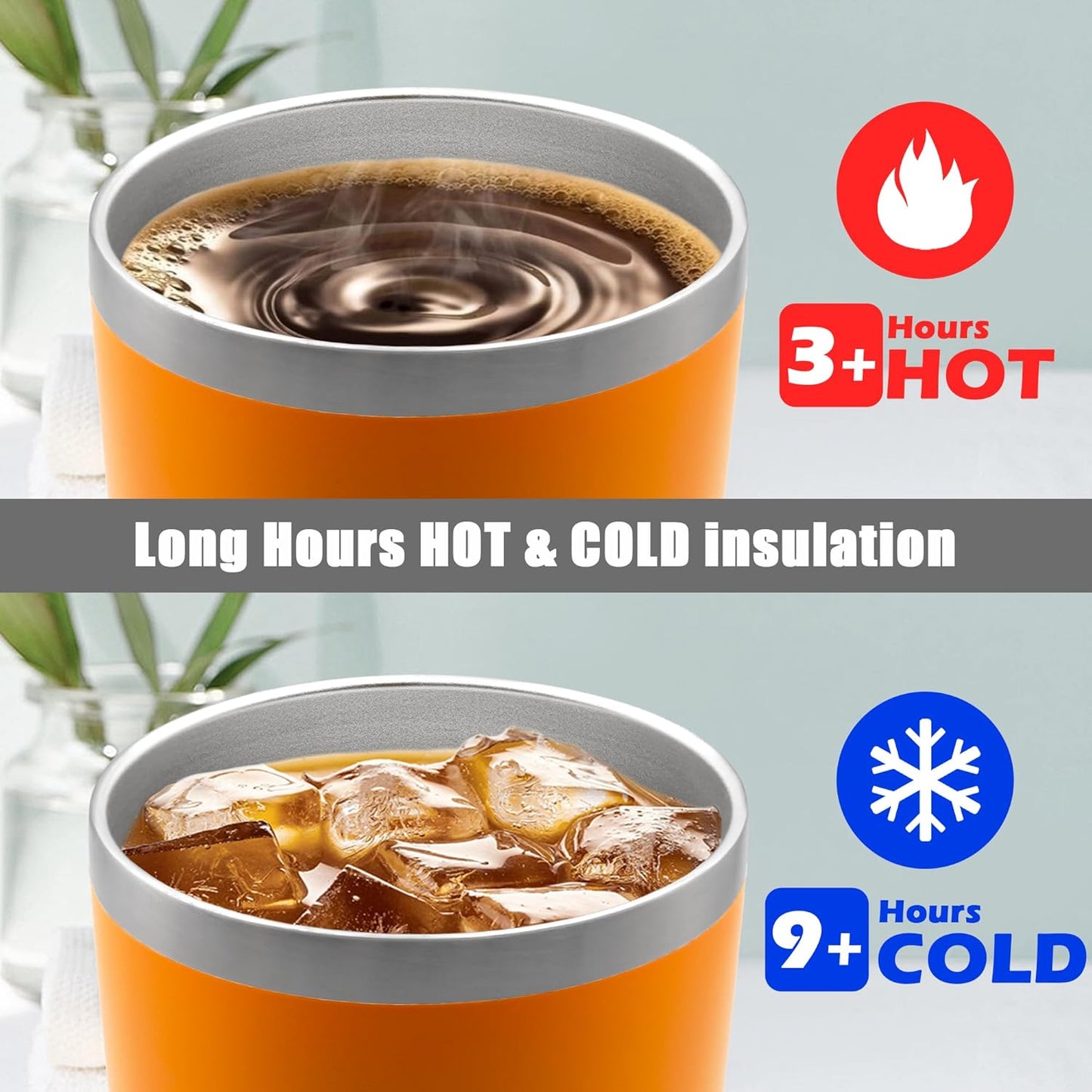 20 oz Tumbler Coffee Tavel Tumblers Bulk with Lid Stainless Steel Double Wall Vacuum Insulated Mug Powder Coated Cups fit Car Cupholder for Hot and Cold - Orange, 1Pack