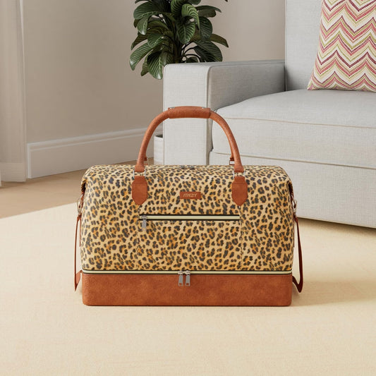 Weekender Bag for Women, Travel Duffel Bag Carry On Overnight Bag with Shoe Compartment Large Nylon Travel Weekend Tote Bag