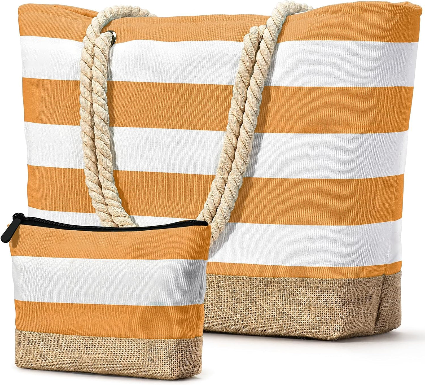 Becokan Beach Bag Initial Beach Tote with Makeup Bag for Travel Work Storage Personalized Birthday Gifts for Women Her