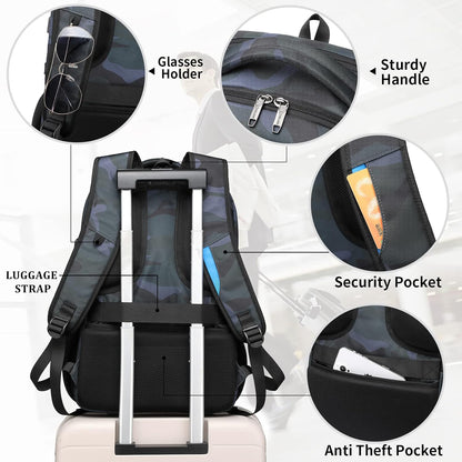 DUSLANG 17 Inch Travel Laptop Backpack Water Resistant Hiking Backpack for Men Laptop Bag with USB Charging Port,Camouflage green