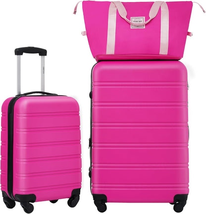 Merax Luggage sets of 3 Piece 20 28 IN Carry on Luggage Hard Case Pink Luggage Expandable Checked Luggage Suitcase Set with Wheels