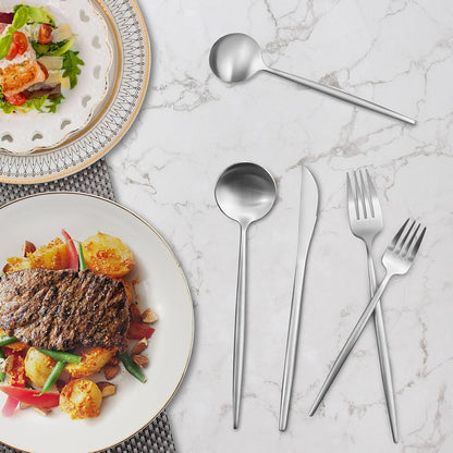 20-Piece Stainless Steel Silverware Set - Tableware Cutlery for 4, Satin Finished & Dishwasher Safe