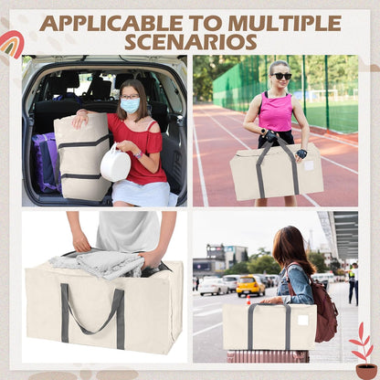 8 Pack Extra Large Moving Bags Heavy Duty Packing Bags with Extra Long Handles and Zippers Storage Totes for College Students Room Dorm Essentials Packing Supplies(Beige)