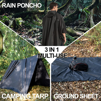 salamra Hooded Rain Poncho Waterproof Raincoat Jacket for Men/Women/Adults with Pocket