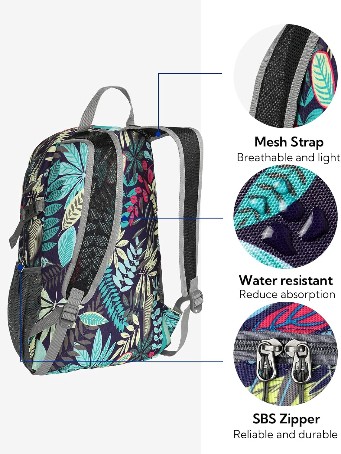 WATERFLY Small Lightweight Packable Backpack: 20l Ultra Light Foldable Travel Hiking Camping Daypack Day Pack for Man Woman