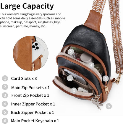 Crossbody Bags for Women Anti Theft Small Sling Handbag with Zipper Lock Vegan Leather RFID Blocking Chest Pure
