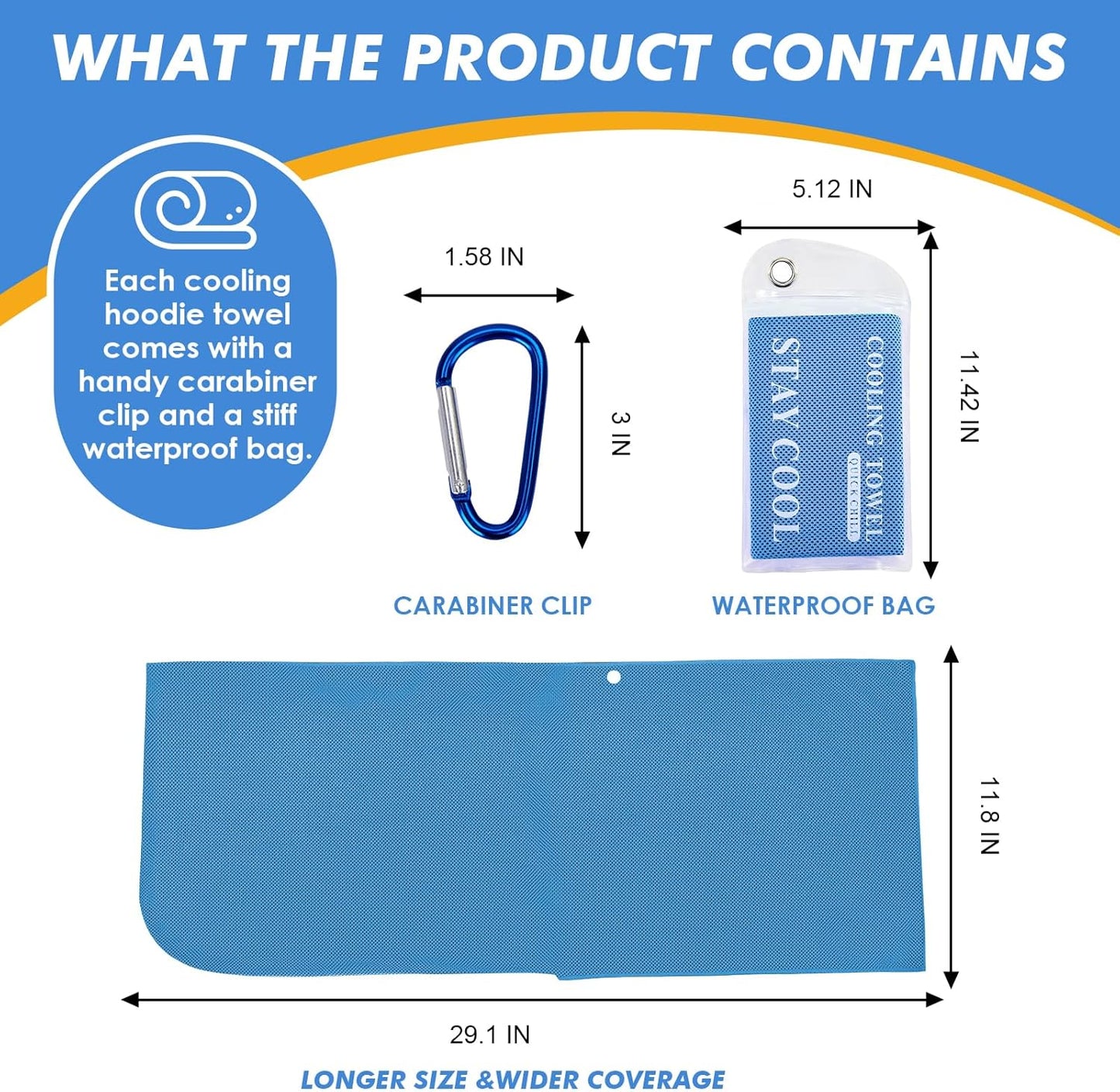 3 Pack Cooling Hoodie Towels for Neck and Face, UPF 50 Sun Protection & Instant Cooling, Ice Towels for Hot Weather, Soft Breathable Towel for Sport, Work Out, Gym, Camping & More Activities