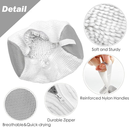 Shoe Washing Machine Bag,Laundry Shoe Bag for Washer and Dryer,Reusable Shoe Cleaning Bag for Sneakers,Tennis Shoes,With Self-locking Zipper, Microfiber Inside,Include Shoes Storage Bag (White(1PC))