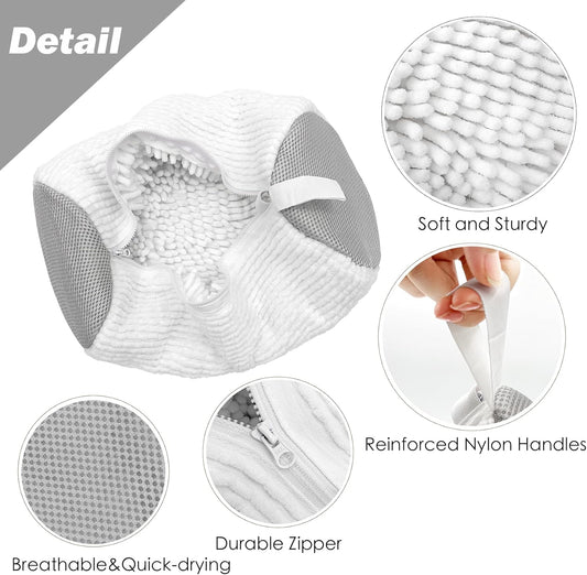 Shoe Washing Machine Bag,Laundry Shoe Bag for Washer and Dryer,Reusable Shoe Cleaning Bag for Sneakers,Tennis Shoes,With Self-locking Zipper, Microfiber Inside,Include Shoes Storage Bag (White(1PC))