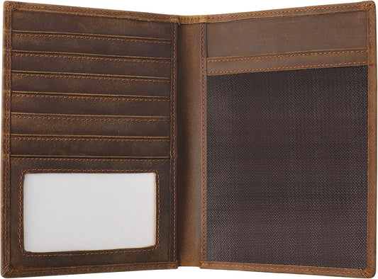 Jack&Chris Leather Passport Holder RFID Blocking Passport Travel Wallet Cover Case for Men Women Brown JC17