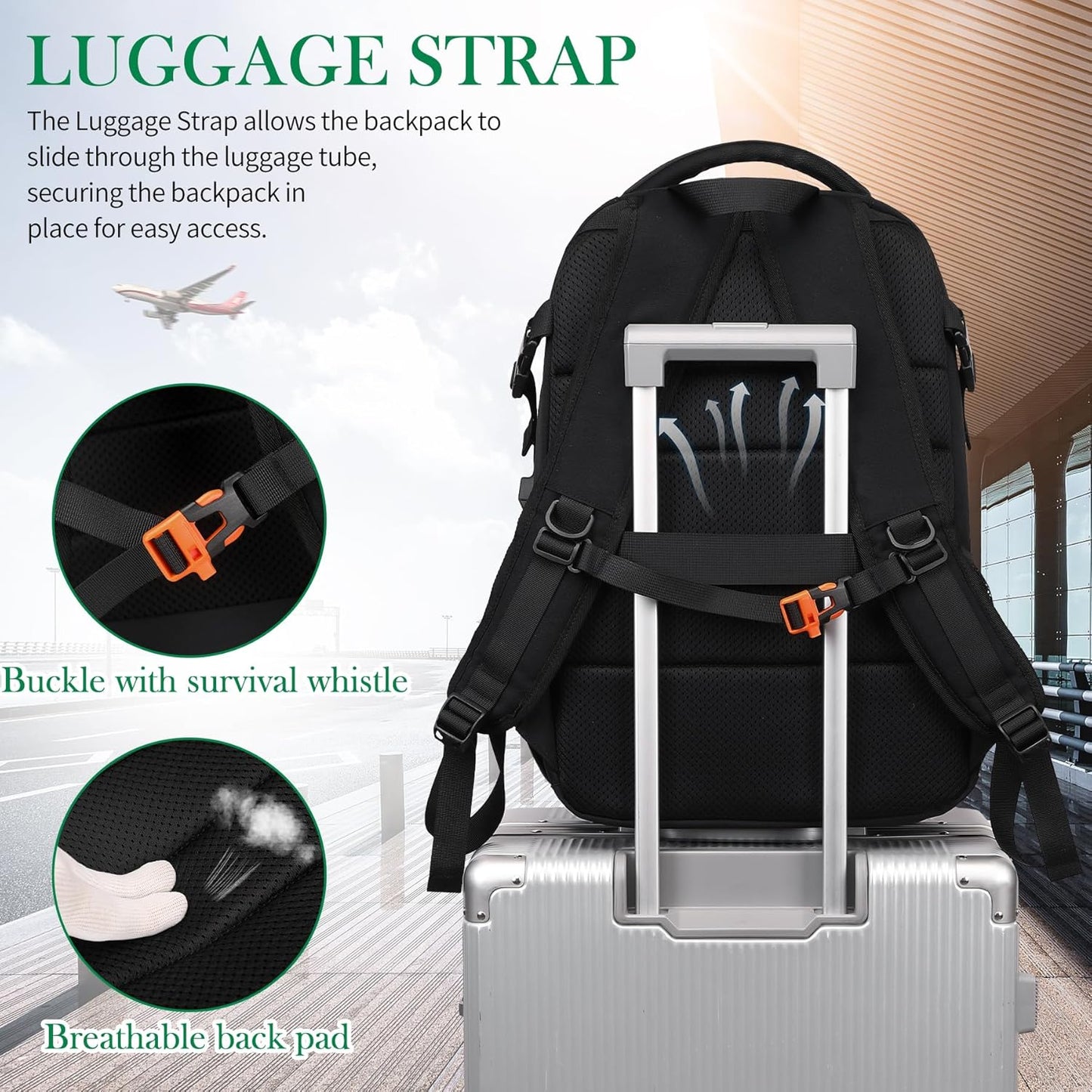 FENGDONG 17.3 inch Large Laptop Backpack Travel College Backpack Waterproof Bookbag for Men & Women Business Backpack with USB Charging Port and Headset Port Black White