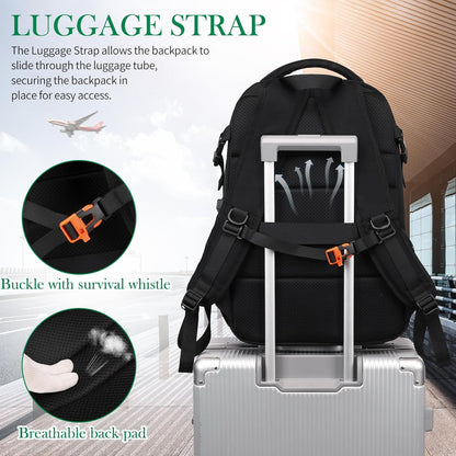 FENGDONG 17.3 inch Large Laptop Backpack Travel College Backpack Waterproof Bookbag for Men & Women Business Backpack with USB Charging Port and Headset Port Black White