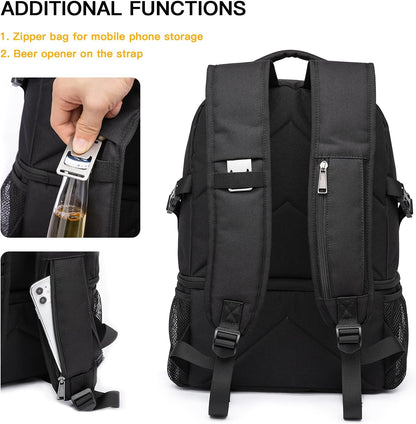 TUGUAN Insulated Cooler Backpack 38 Cans Double Deck Leakproof Lightweight Soft Lunch Backpack Small Cooler Bag Beach Picnic