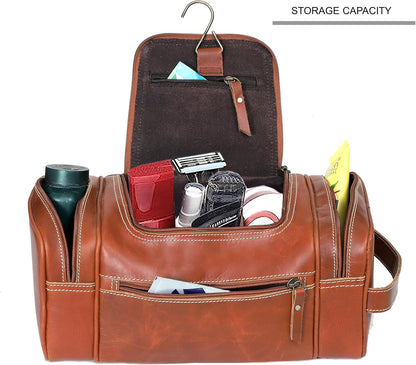 VC VINTAGE COUTURE Leather Toiletry Bag for Men Extra Large Leather Men's Toiletry Bag for Traveling Real Leather Dopp Kit for Men Leather Shaving Bag for Travel