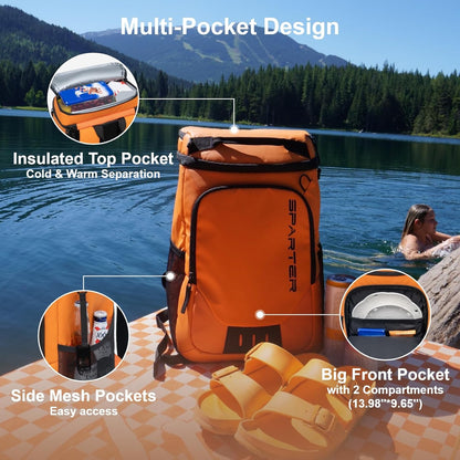 SPARTER Backpack Cooler Insulated Leak Proof 33/49 Cans, 2 Insulated Compartments Thermal Bag, Portable Lightweight Beach Travel Camping Lunch Backpack for Men and Women
