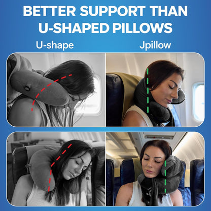 JPillow Travel Pillow for Airplanes – A Little Bulky, Expensive, and Takes a Couple of Minutes to Master, but Supports Your Head and Neck in Genuine Luxury – British Invention of The Year (Black)