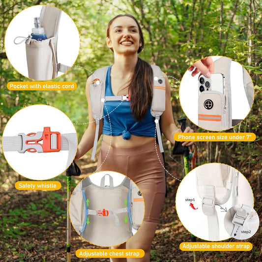 FIORETTO 10L Hiking Backpack for Women Men Mini Packable Backpack Lightweight Small Daypack for Camping Travel Outdoor, Beige