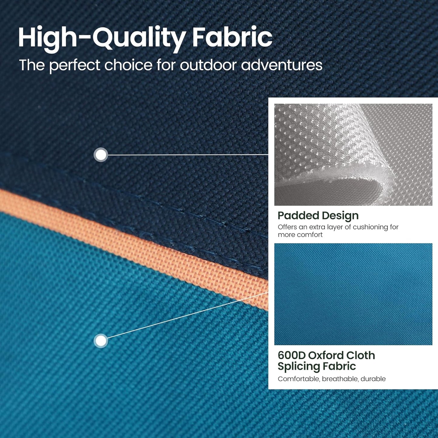 HIGH POINT SPORTS 2 Pack Portable Camping Chair for Adults, Folding Outdoor Camp Chair Lightweight Lawn Chairs Folding Collapsible Chair for Camping, Tailgates, Beach, Blue, Support 250 lbs