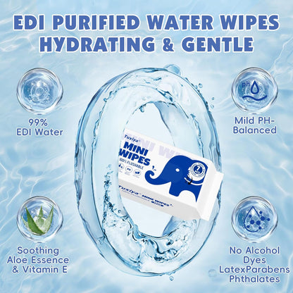 12 PackTravel Flushable Wipes with Aloe & Vitamin E,Impossibly Compact 7 Wipe Per Pack Mini Travel Adult Wet Wipe,Hypoallergenic & Fragrance-Free Skin-Friendly Flushable Wet Wipe(84 Total Wipes)