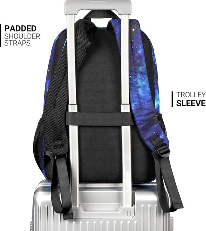 ZORFIN 26L Backpack for College, and Travel: Water Resistant Bookbag - Cyberspace Galaxy