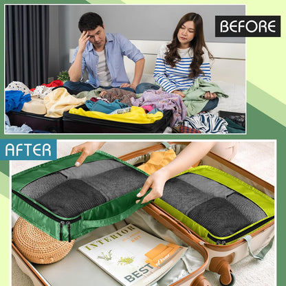 5 Pcs Packing Cubes for Suitcase Large Travel Cubes Carry on Luggage Organizer Bags for Clothes Accessories(M,Green)