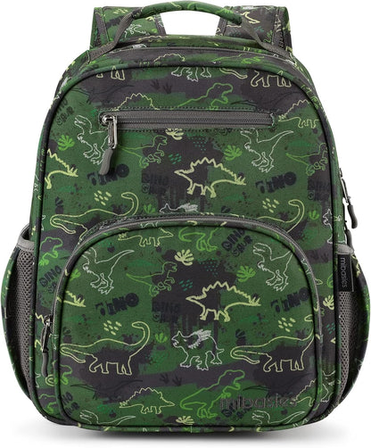 mibasies Boys Backpack 5-8: Lightweight Kids Backpacks Boys - Boy Bookbag for Elementary School - Green Dinosaur