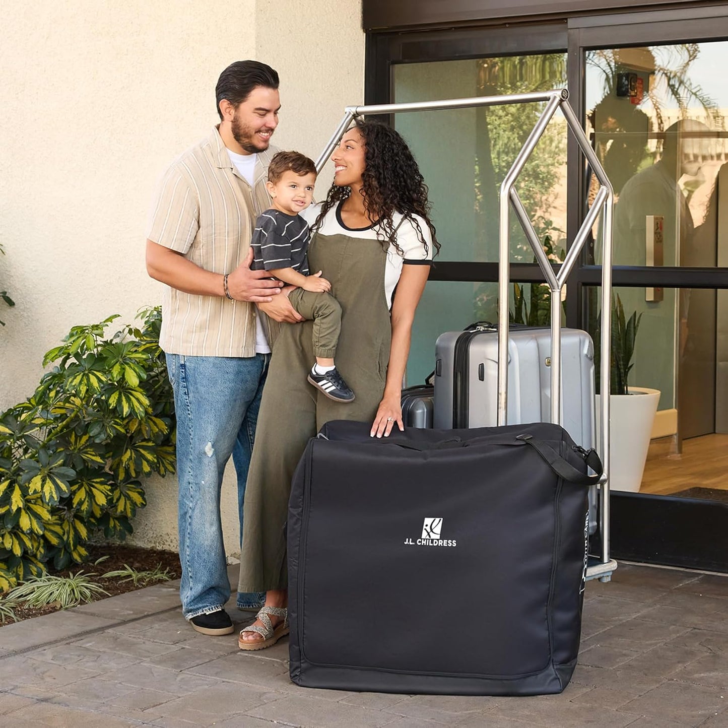 J.L. Childress Universal Stroller Travel Bag for Airplane - Fits Most Baby Strollers, Flying Essentials, Airport Accessories for Gate or Luggage Check, ID Card, AirTag Compatible - Small, Padded