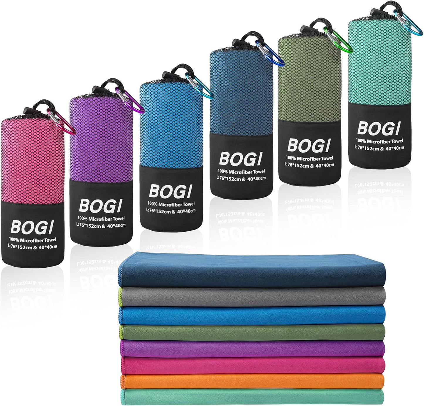 BOGI Microfiber Travel Sports Towel-Quick Dry Travel Towel,Soft Lightweight Absorbent Compact Sports Towel for Camping Gym Beach Bath Yoga Swimming Backpacking (M:40''x20''-Mint)