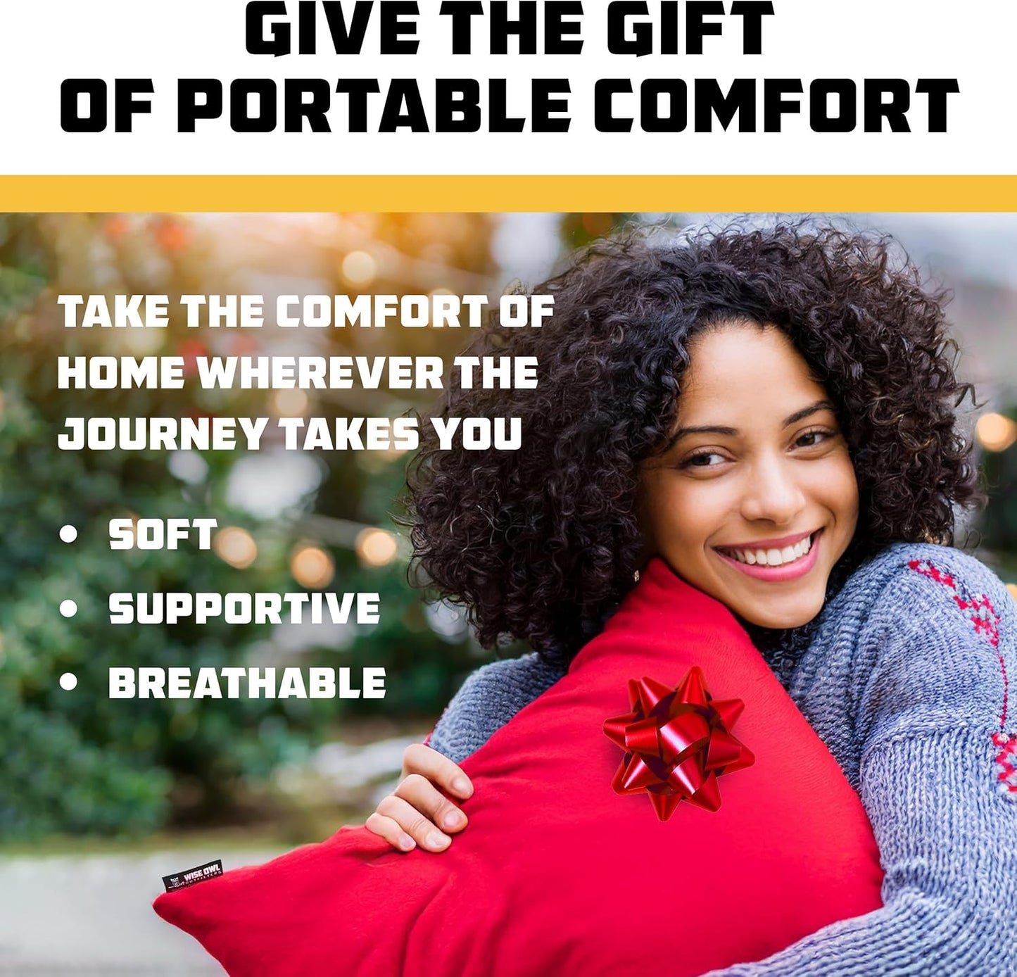 Wise Owl Outfitters Camping Pillow – Memory Foam Travel Pillow for Airplane Sleeping, Hiking, Backpacking & Outdoor Use - Small & Portable for Adults, Car, Camp & Tent