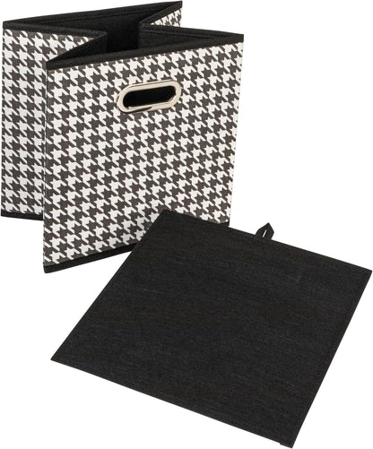 Household Essentials Fabric Storage Bins 6 Piece Set, Houndstooth White and Black