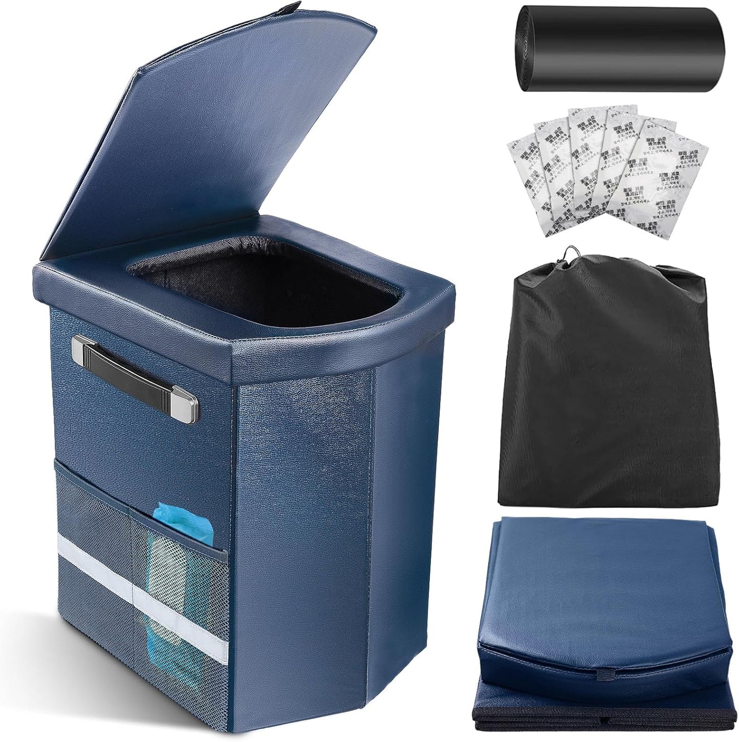 2025 Upgraded 16.5'' XL Portable Toilet for Adults,Tall Camping Toilet with Lid and Convenient Carry Bag, Portable Potty for Camping, Hiking, Car Travel,Truck, RV, Boating, Road Trips, Beach (Blue)